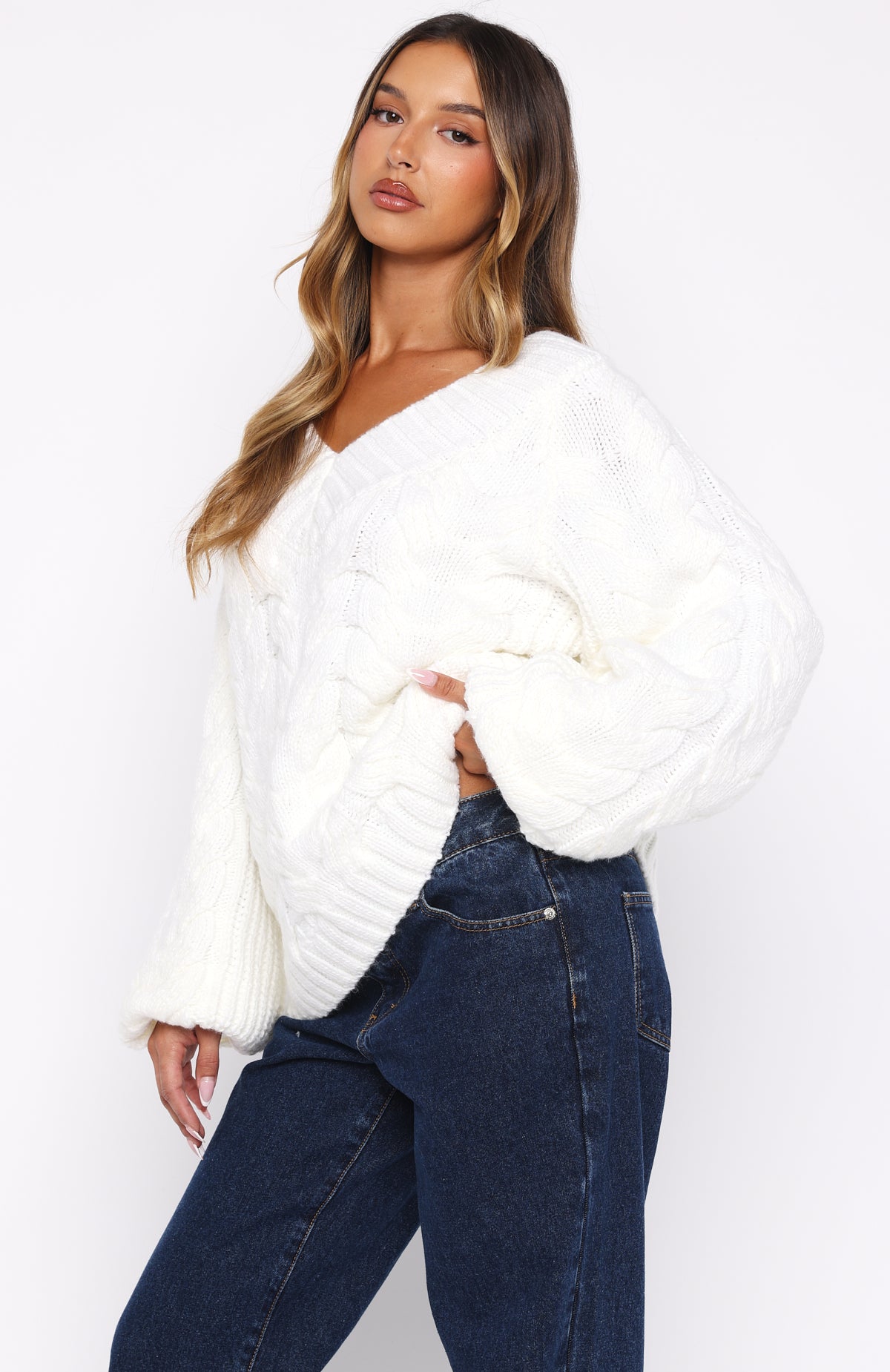 Showfern Knit Sweater Off White | White Fox Boutique US