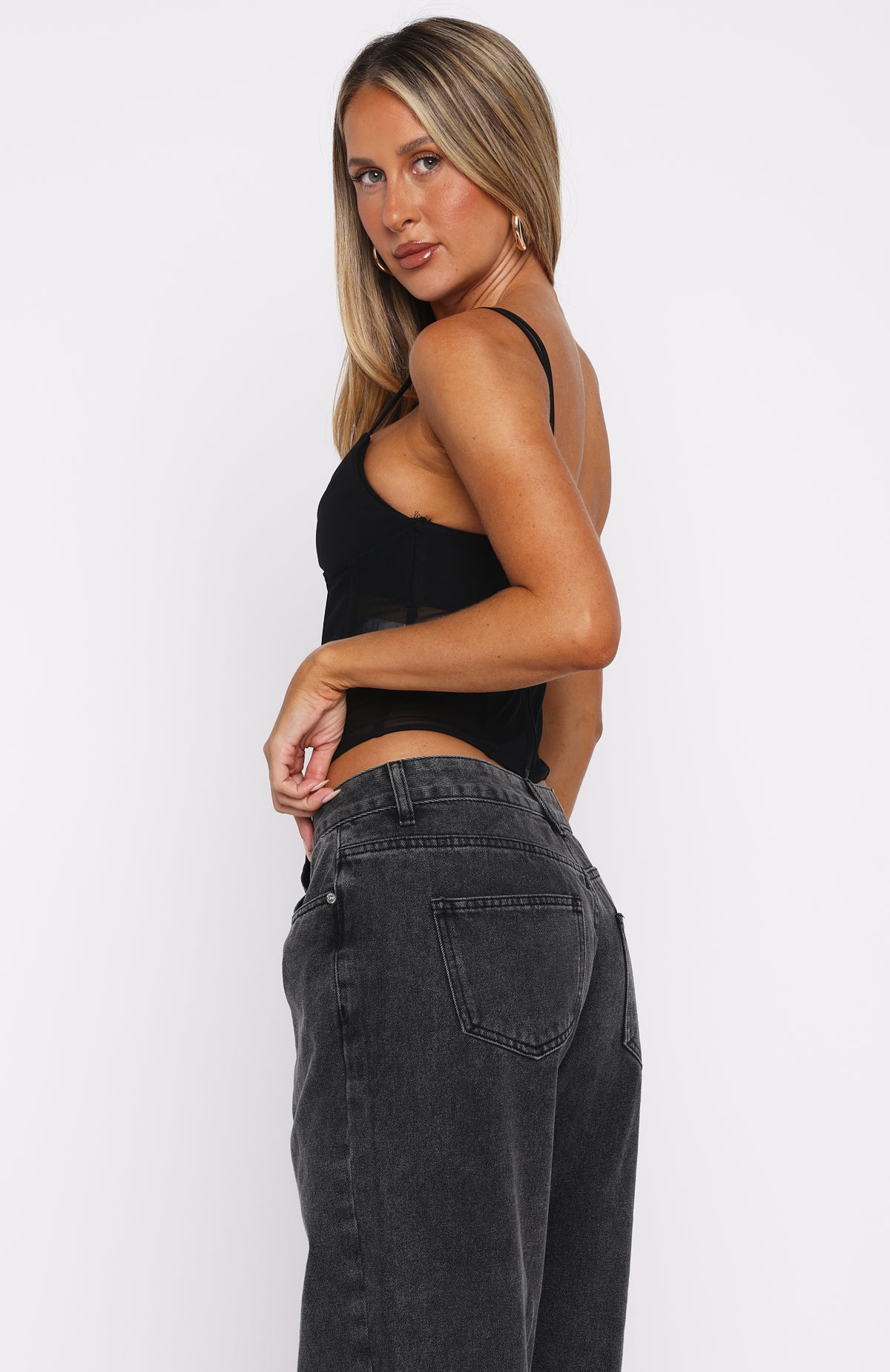 Sighed And Survived Bustier Black | White Fox Boutique US