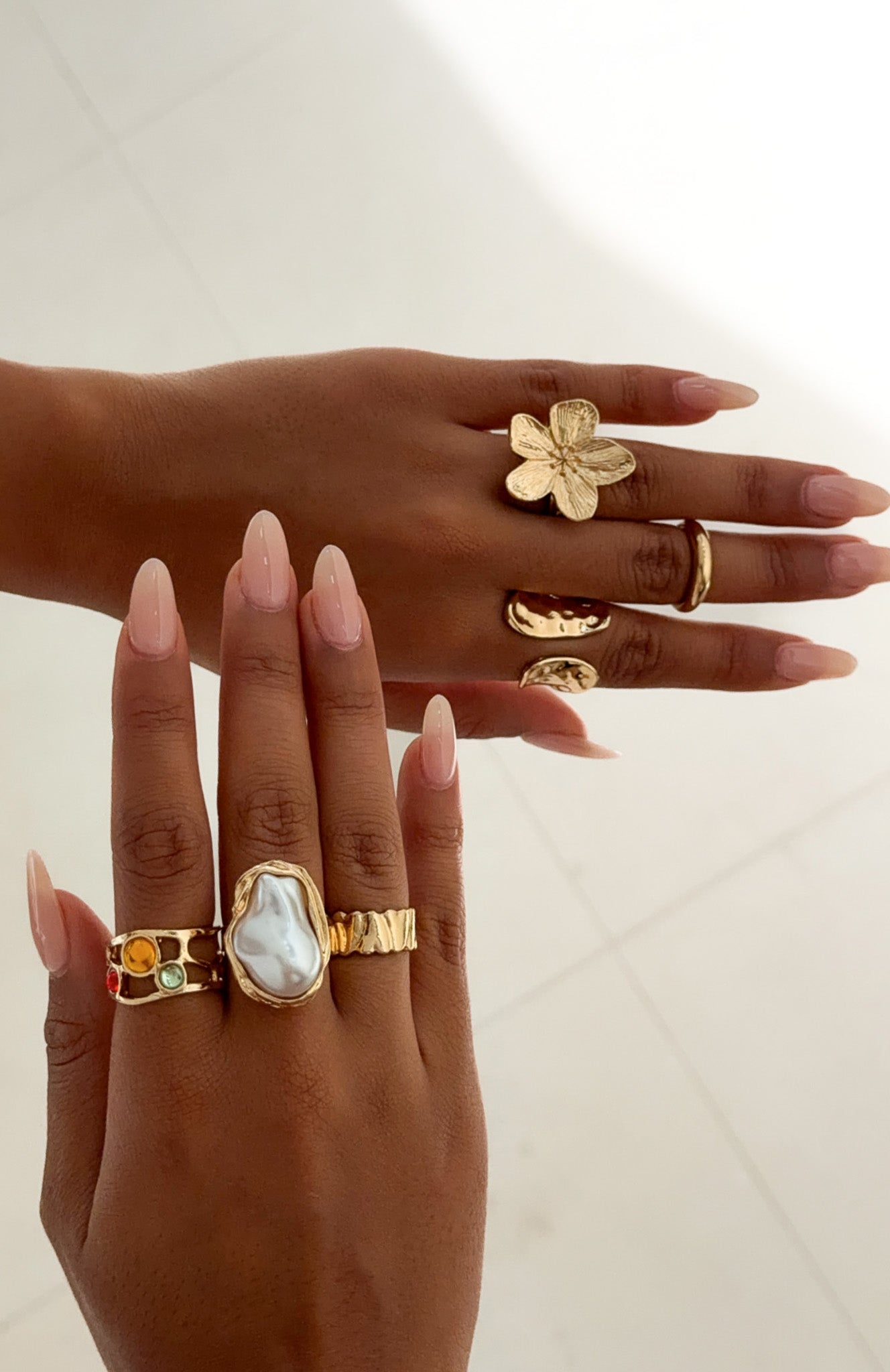 Signe Ring Set Gold | White Fox Boutique US