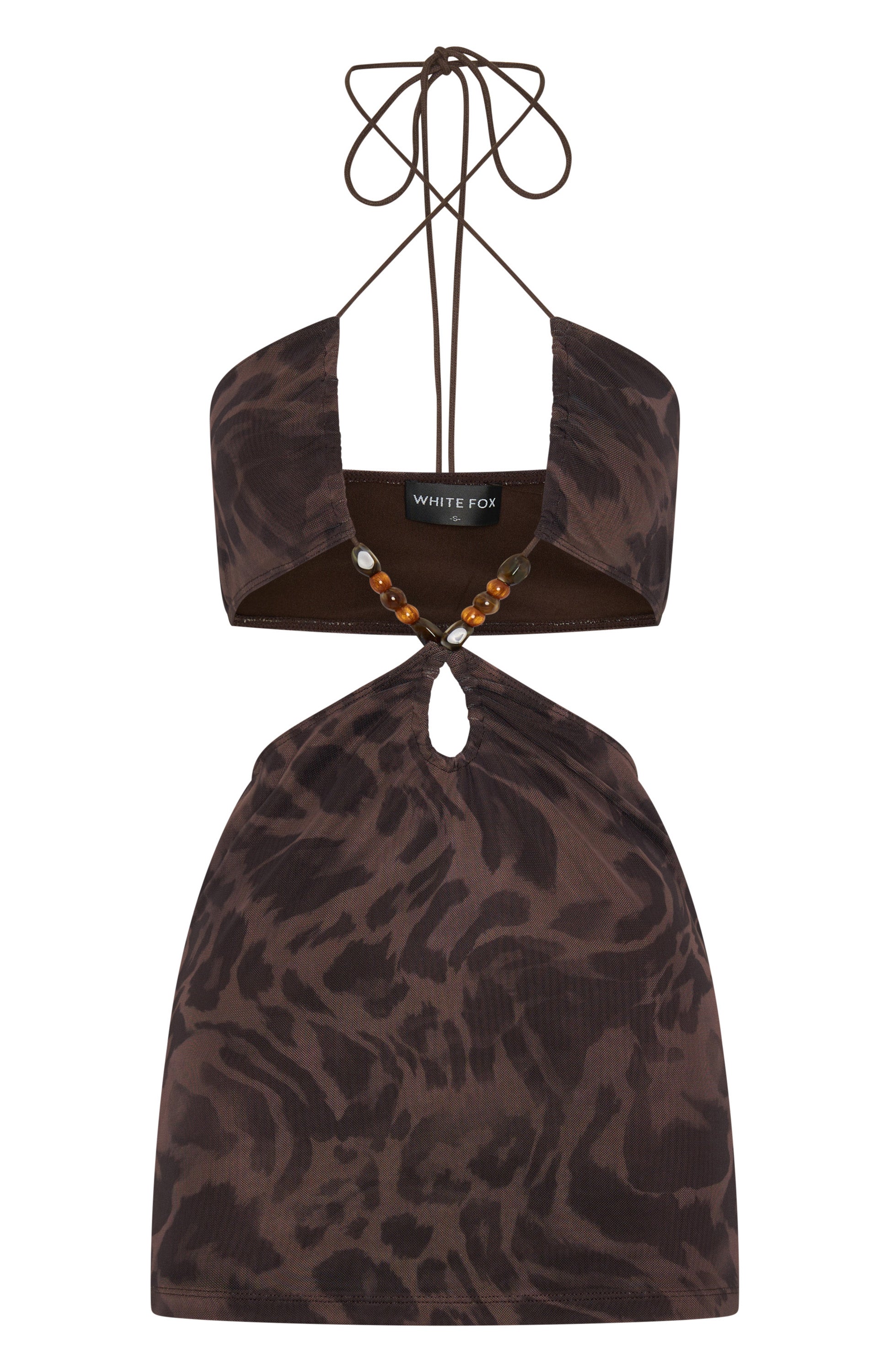 cross neck printed mesh mini dress Ruched & Ready mesh cross front halterneck mini dress in black and white  zebra print