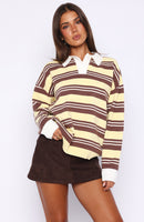 Soft Rewind Knit Sweater Honeycomb Choc Stripe