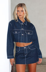 Something To Prove Denim Mini Skirt Dark Indigo