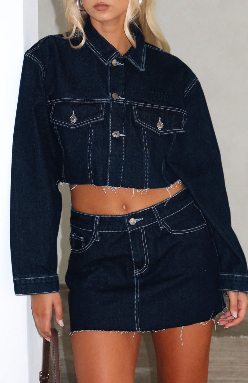Something To Prove Denim Mini Skirt Dark Indigo Wash