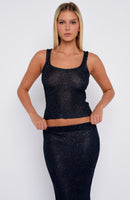 Down For Me Sequin Knit Top Midnight