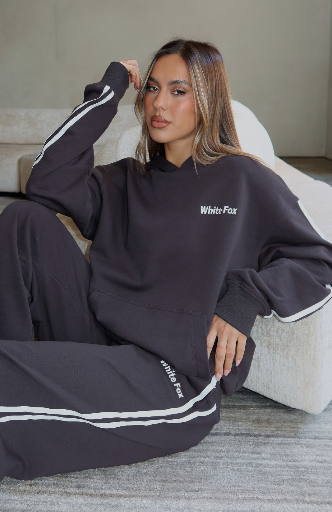 Star Student Oversized Hoodie Charcoal | White Fox Boutique US