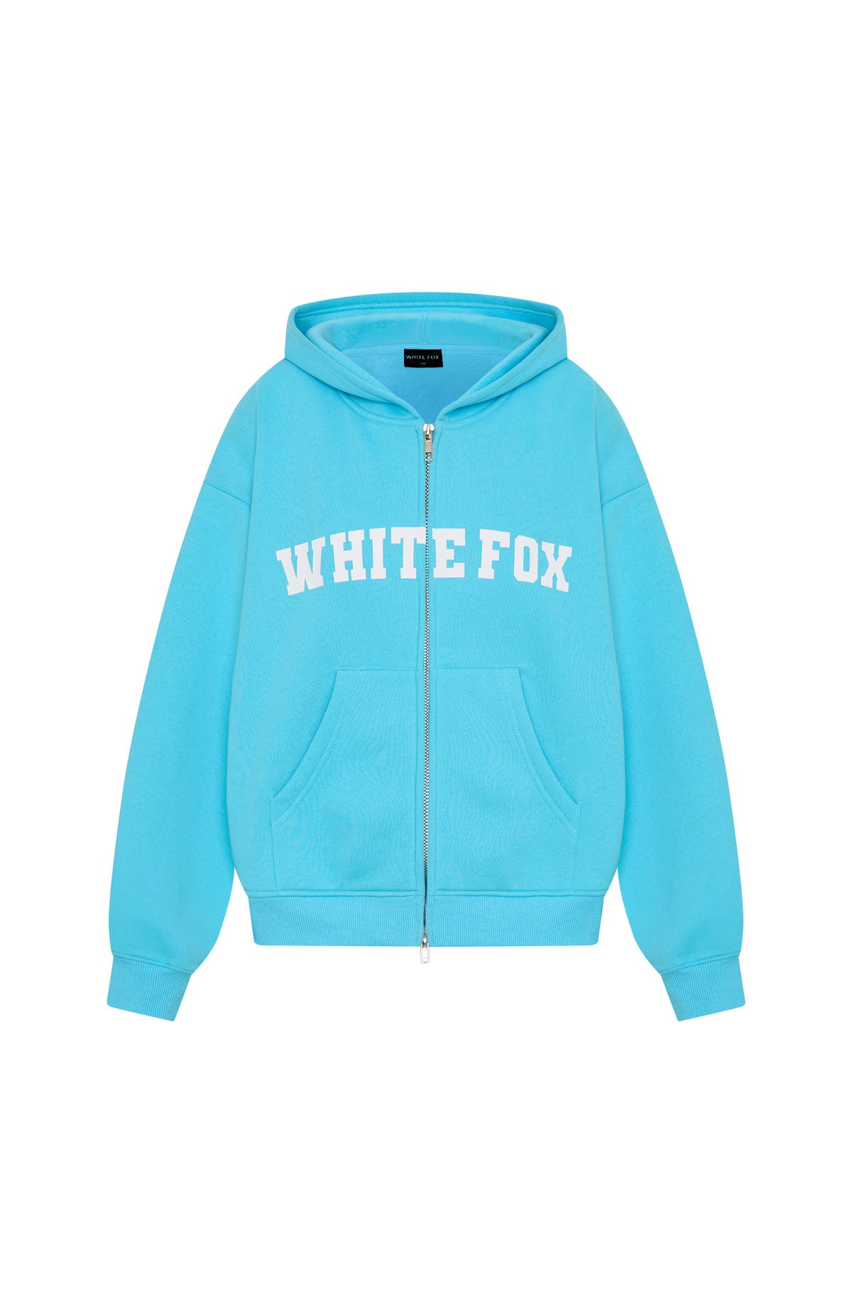 Starting Off Strong Boxy Zip Front Hoodie Azure | White Fox