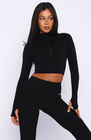 Stride Seamless Zip Long Sleeve Black