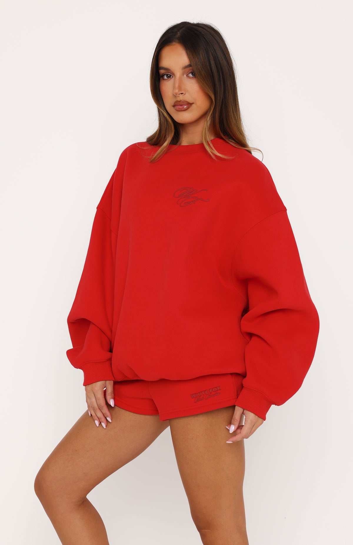 Studio 17 Raven Oversized Drop Shoulder Sweater Red | White Fox