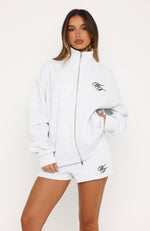 Studio 17 Raven Oversized Zip Jacket Grey Marle | White Fox