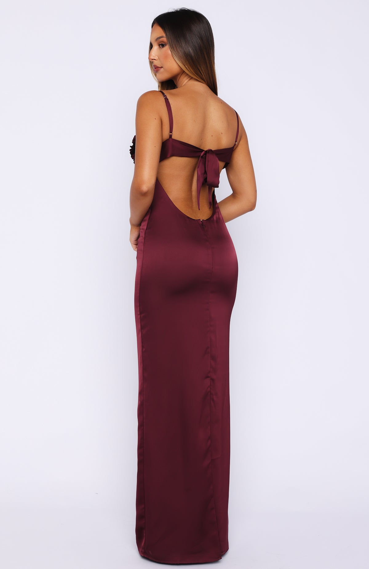 burgundy backless maxi dress Sonia Burgundy Backless Mermaid Maxi Dress w/ Slit main image 1
