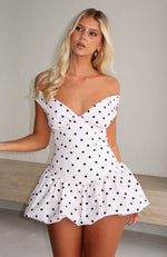 The Moment I Met You Mini Dress Cream/Black Polka Dot