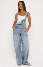 This Isn't Working Denim Overall Jumpsuit Vintage Ice Blue | White This Isn't Working Denim Overall Jumpsuit Vintage Ice Blue | White