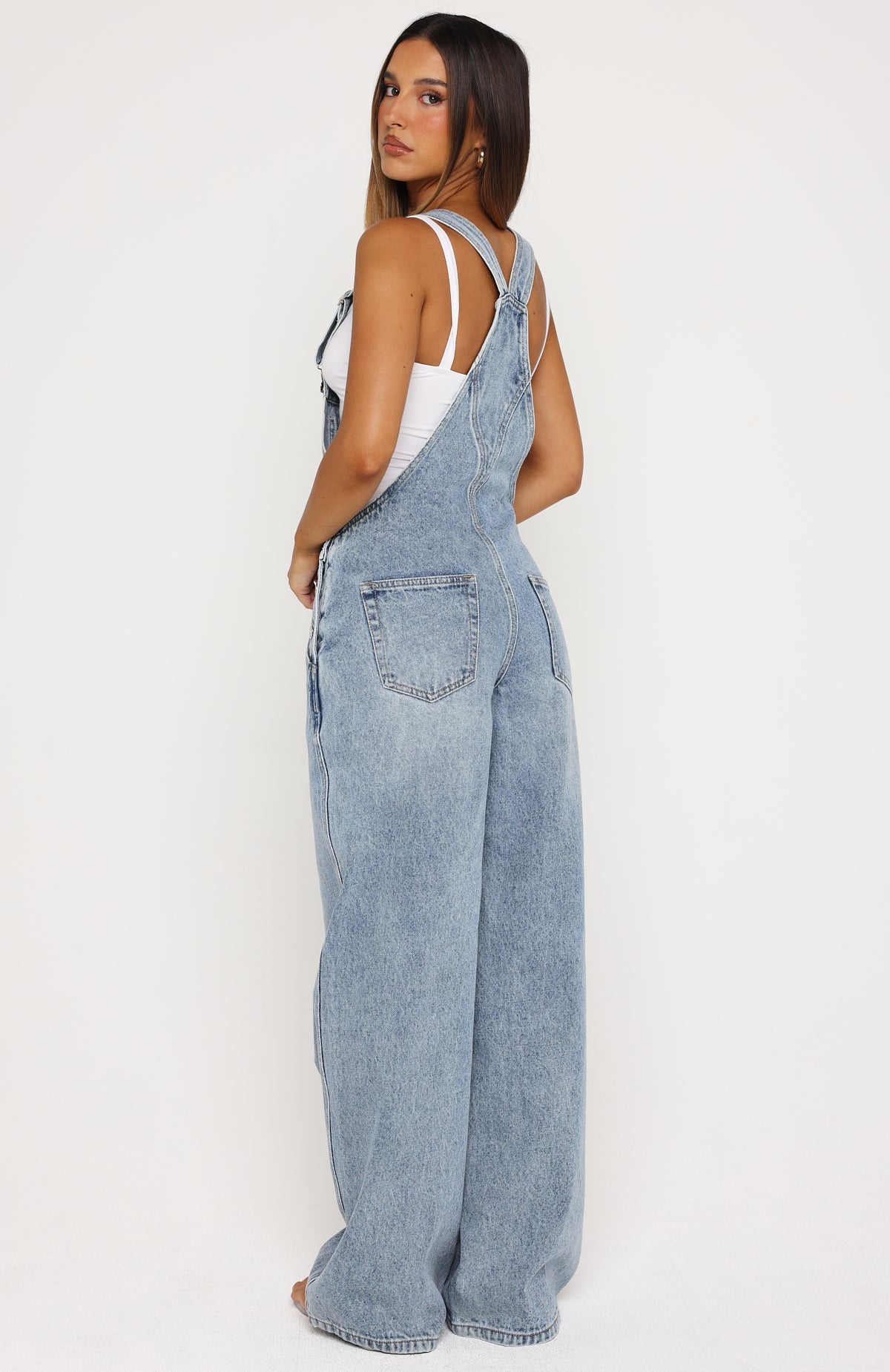a*o様 30s vintage denim overall 片ポケ ミントコン This Isn't Working Denim Overall Jumpsuit Vintage Ice Blue | White