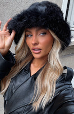 Trixie Faux Fur Hat Black | White Fox Boutique US display picture 1