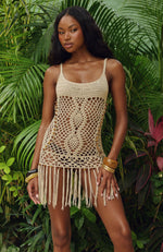hooded crochet mini dress Crochet Short Set - Hooded Scarf, Tube Top & Shorts