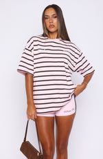 Verano Sixteen Viola Oversized Tee Pink Stripe | White Fox Boutique US