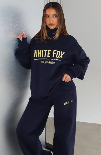 Vibes On Point Quarter Zip Sweater Navy | White Fox Boutique US