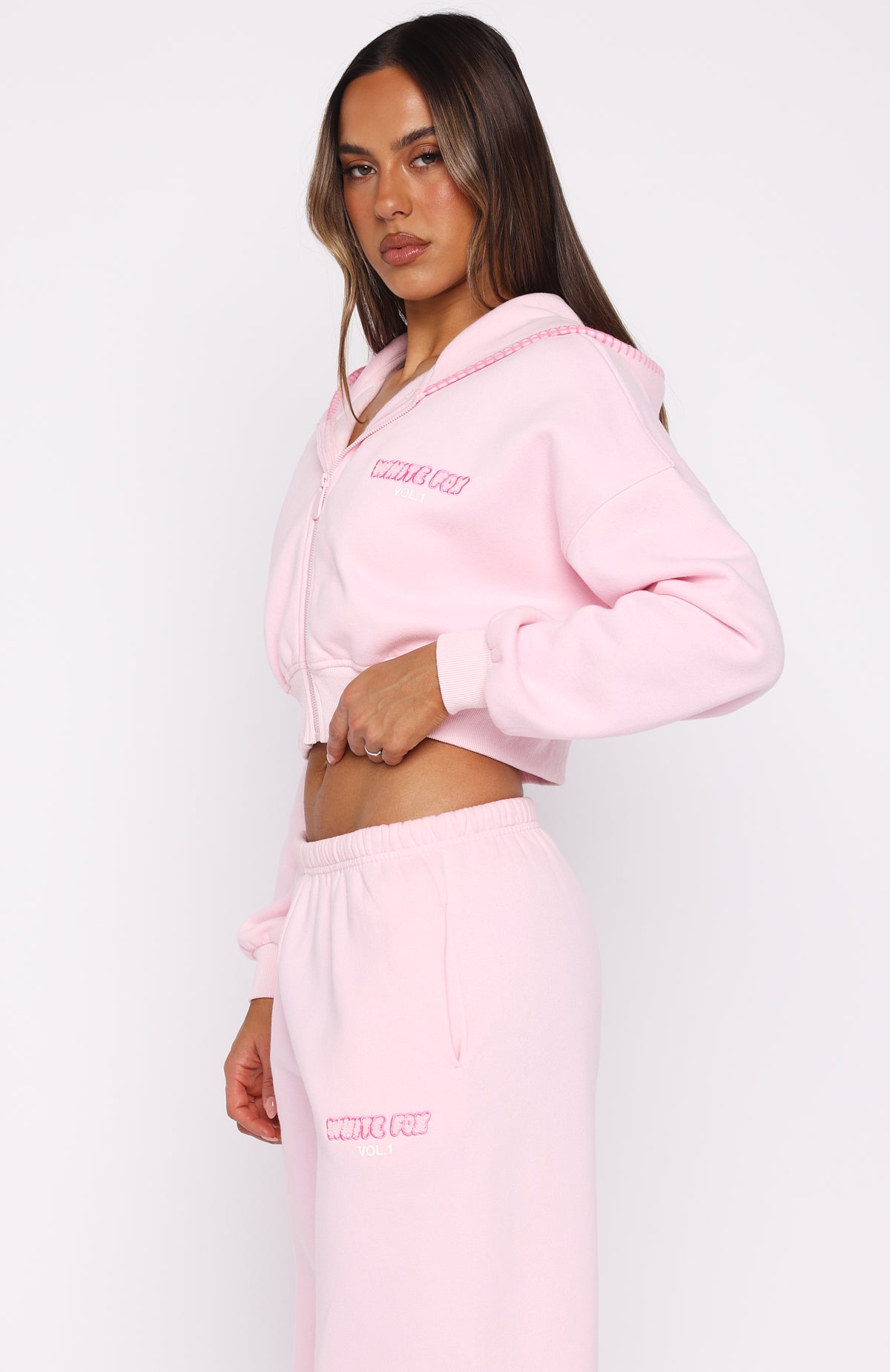 Vol. 1 Cropped Zip Front Hoodie Posy | White Fox Boutique US