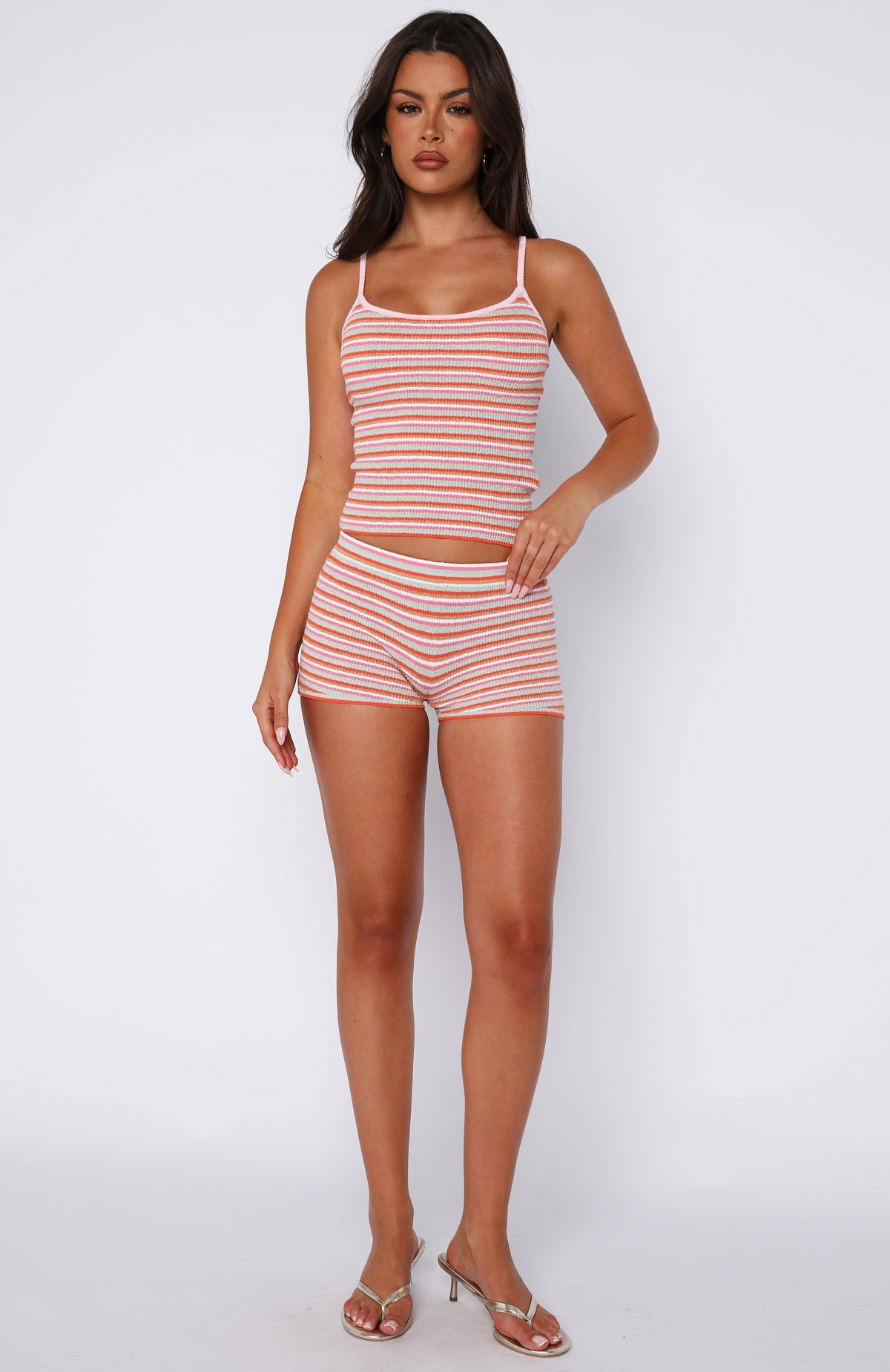 Volume Maxed Knit Top Cotton Candy Stripe | White Fox Boutique US