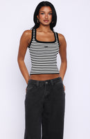 Wanting Problems Knit Top Black/White Stripe