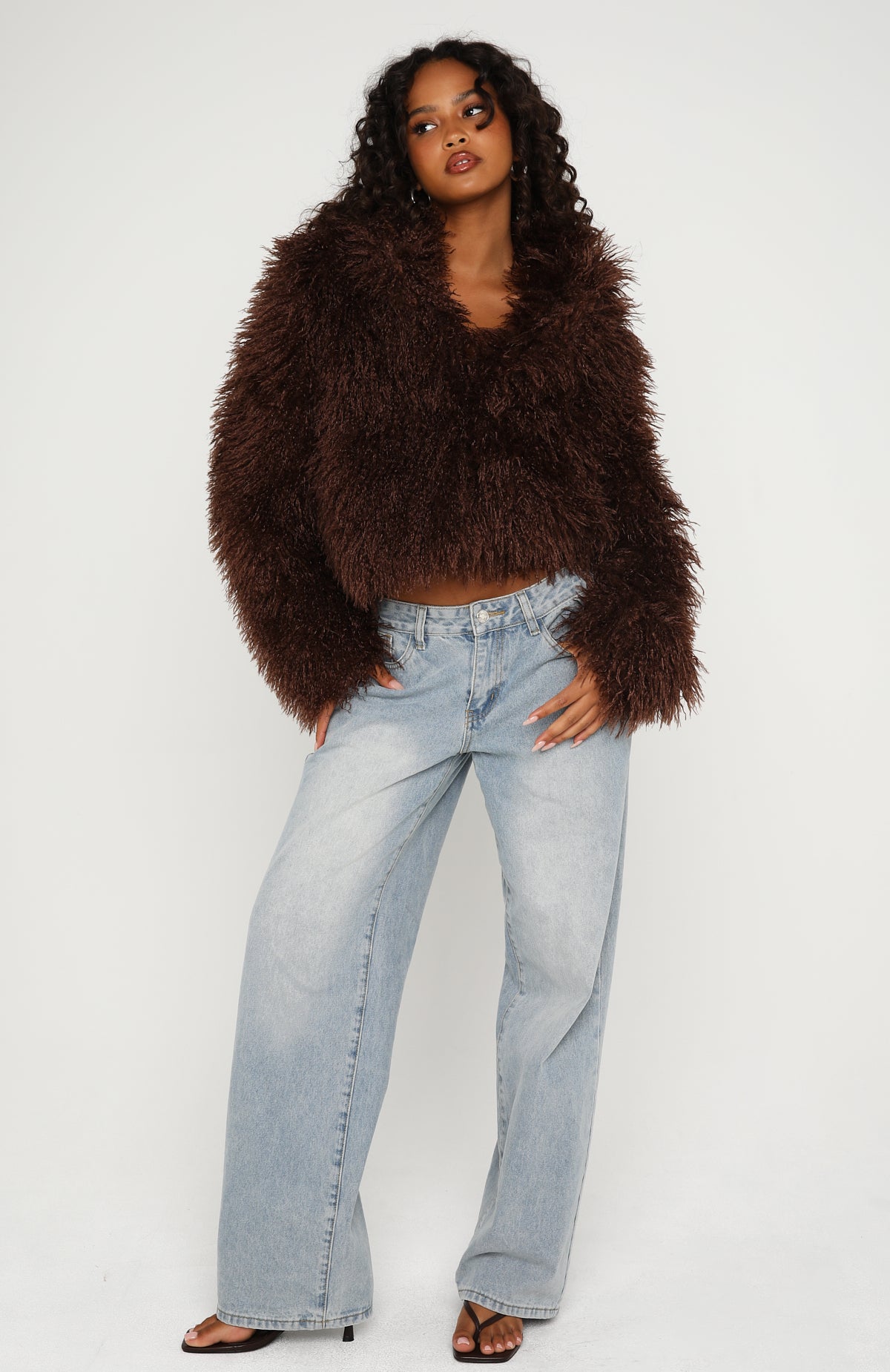 leinwände Vegan Fur Jacket ブラウン F Weekend Away Fur Jacket Chocolate | White Fox Boutique US