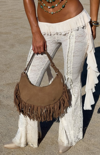 Wells Shoulder Bag Taupe Faux Suede | White Fox Boutique US