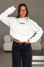 With Love In The Moment Oversized Hoodie Grey Marle | White Fox