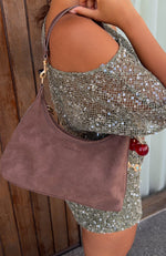 Jane Shoulder Bag Chocolate Faux Suede | White Fox Boutique US