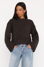 Winter's Chill Knit Sweater Chocolate | White Fox Boutique US
