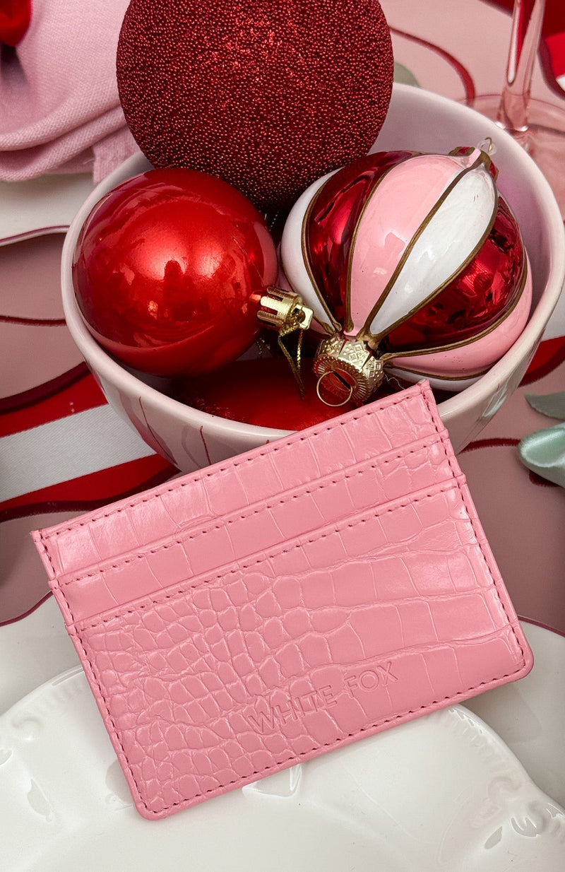 Emilio Card Holder Pink Faux Croc