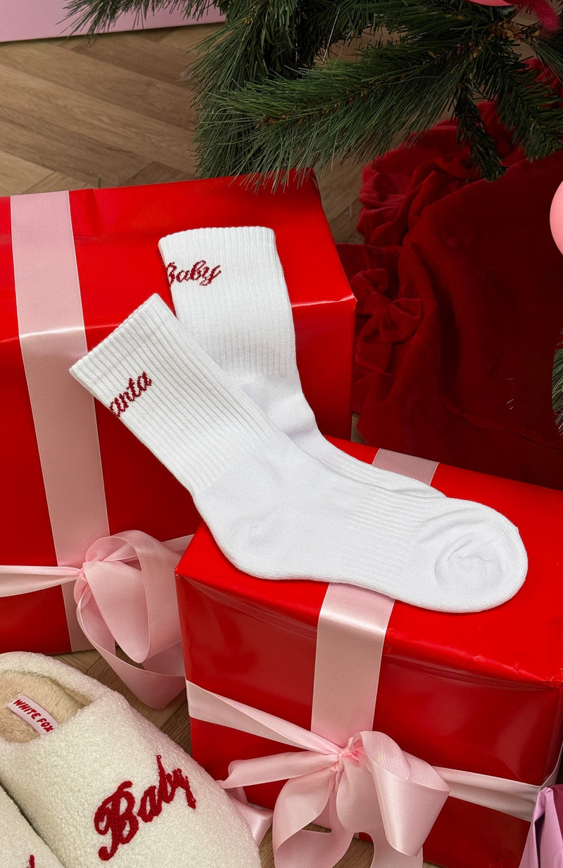 Santa Baby Socks White/Red