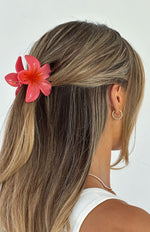 Floral Charm Hair Clip Hot Pink