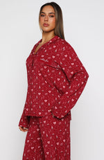 Pillow Talk Printed Long Sleeve Pyjama Set Cherry Noel