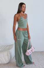 Can't Help The Feeling Track Pants Khaki | White Fox Boutique US