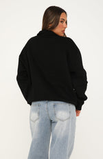 You Already Know Quarter Zip Sweater Black | White Fox Boutique US