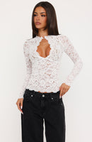 You Know I'm Yours Long Sleeve Lace Top Off White