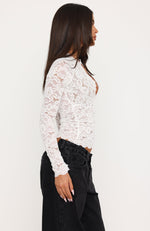 You Know I'm Yours Long Sleeve Lace Top Off White | White Fox