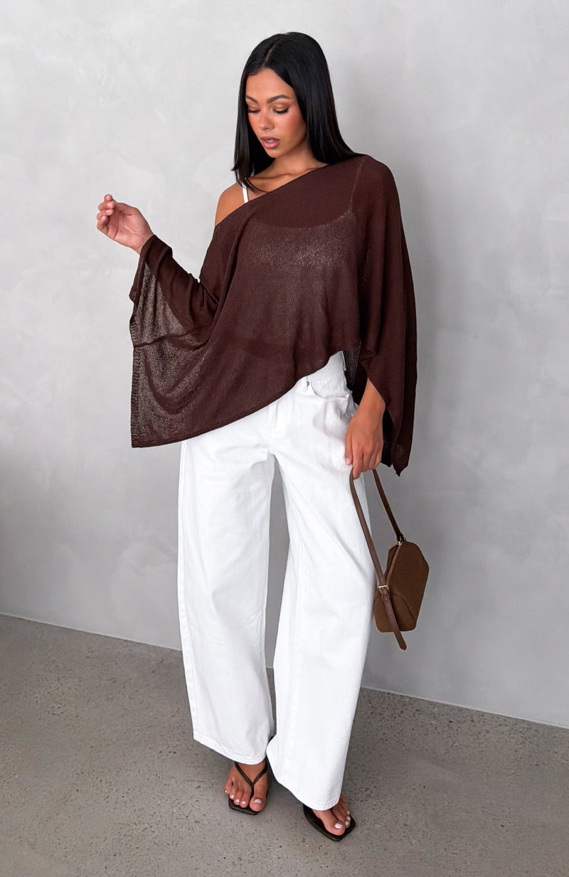 You're A Cutie Knit Poncho Top Chocolate
