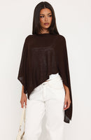 You're A Cutie Knit Poncho Top Chocolate