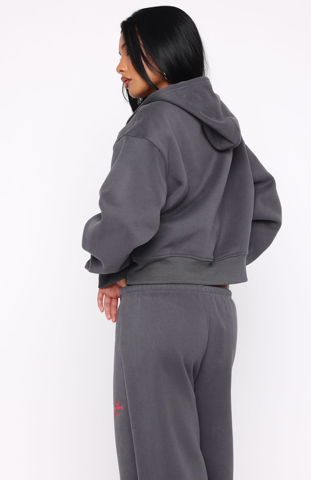 Through Thick And Thin Boxy Zip Front Hoodie Volcanic | White Fox