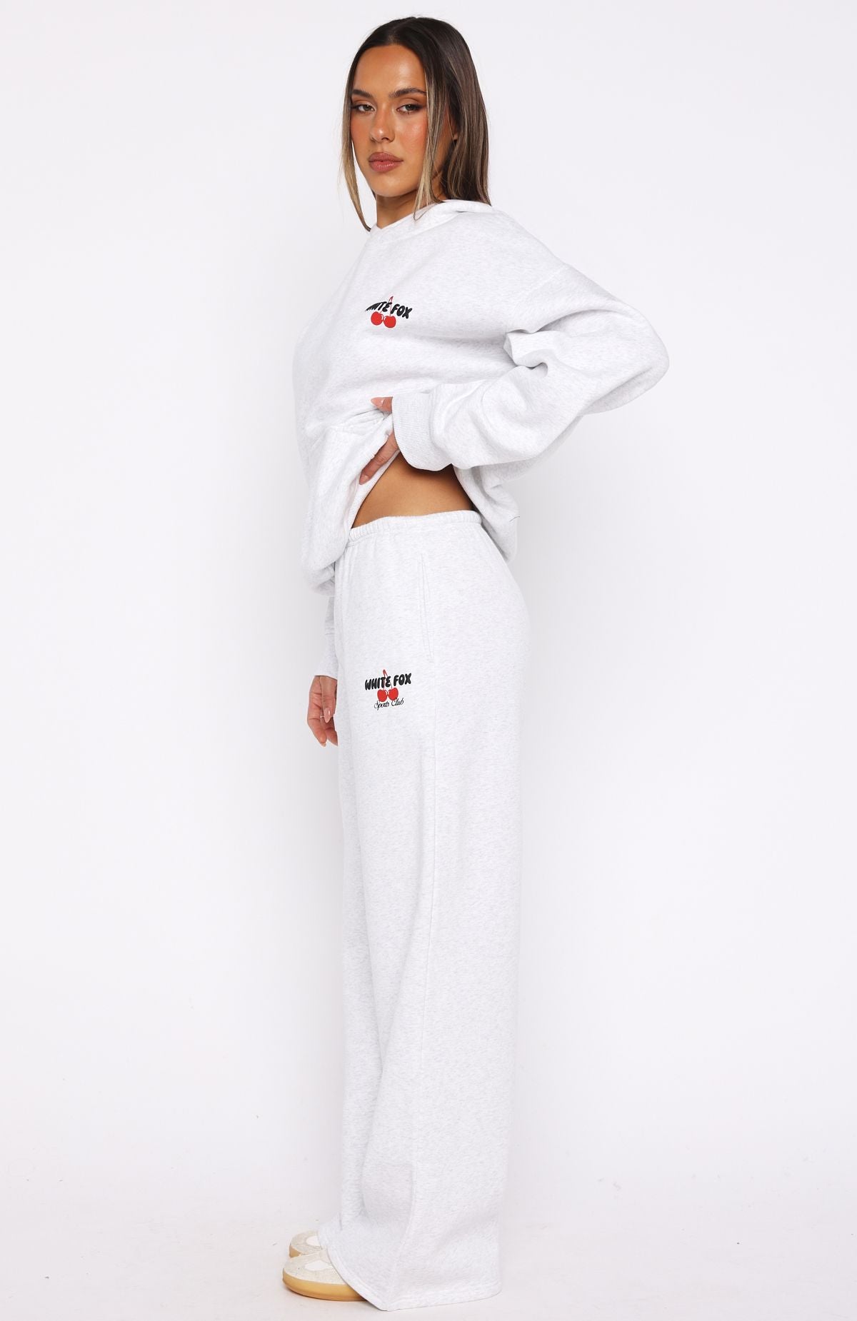Club 14 Cassie Wide Leg Sweatpants Grey Marle | White Fox Boutique US