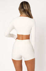 Over The Line Long Sleeve Crop Cream