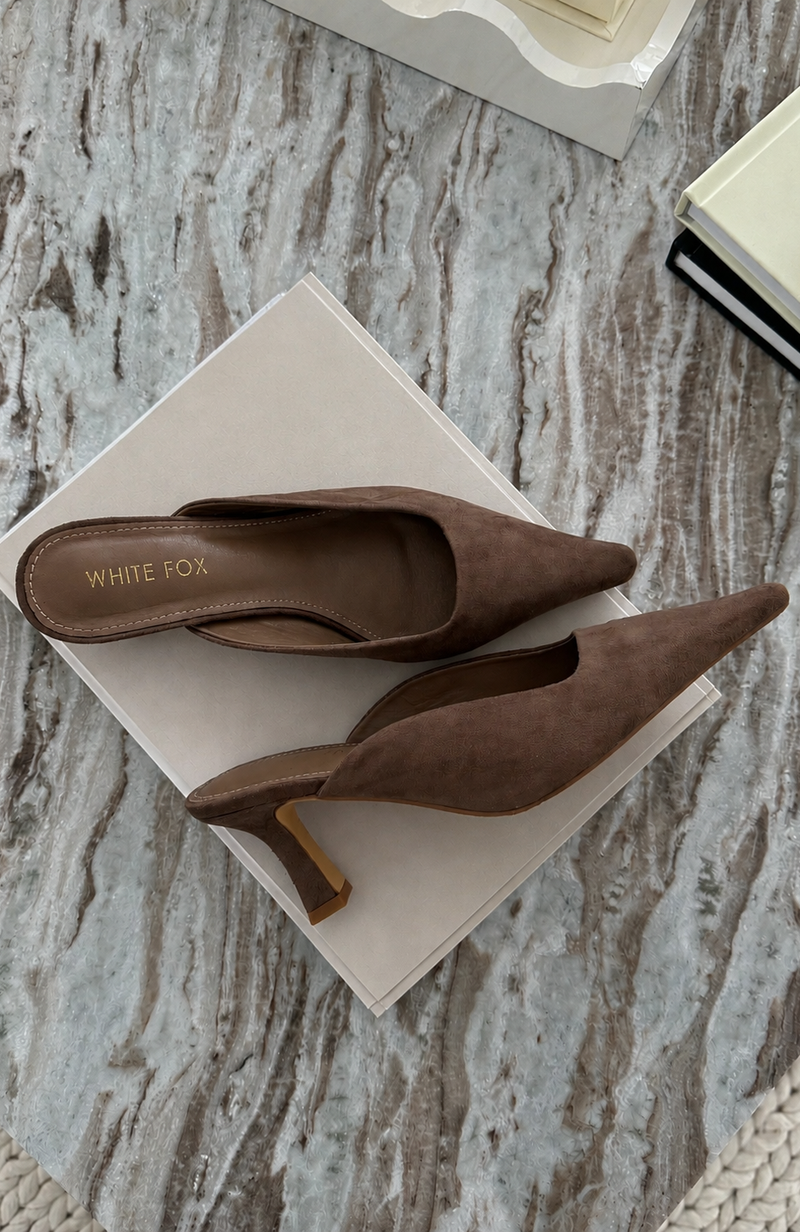 Zubin Mules Mocha Faux Suede