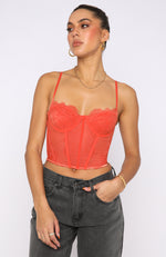 Feel The Passion Lace Bustier Burnt Orange