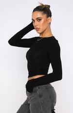 Only For Tonight Long Sleeve Top Black