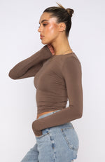 Only For Tonight Long Sleeve Top Mocha