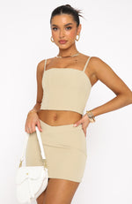 My Own Path Mini Skirt Taupe