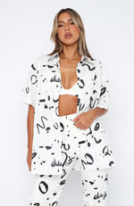 Cabo Cutie Button Up Shirt White Scribble