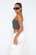 Exposed Feelings Strapless Top Charcoal