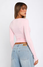 Only For Tonight Long Sleeve Top Baby Pink